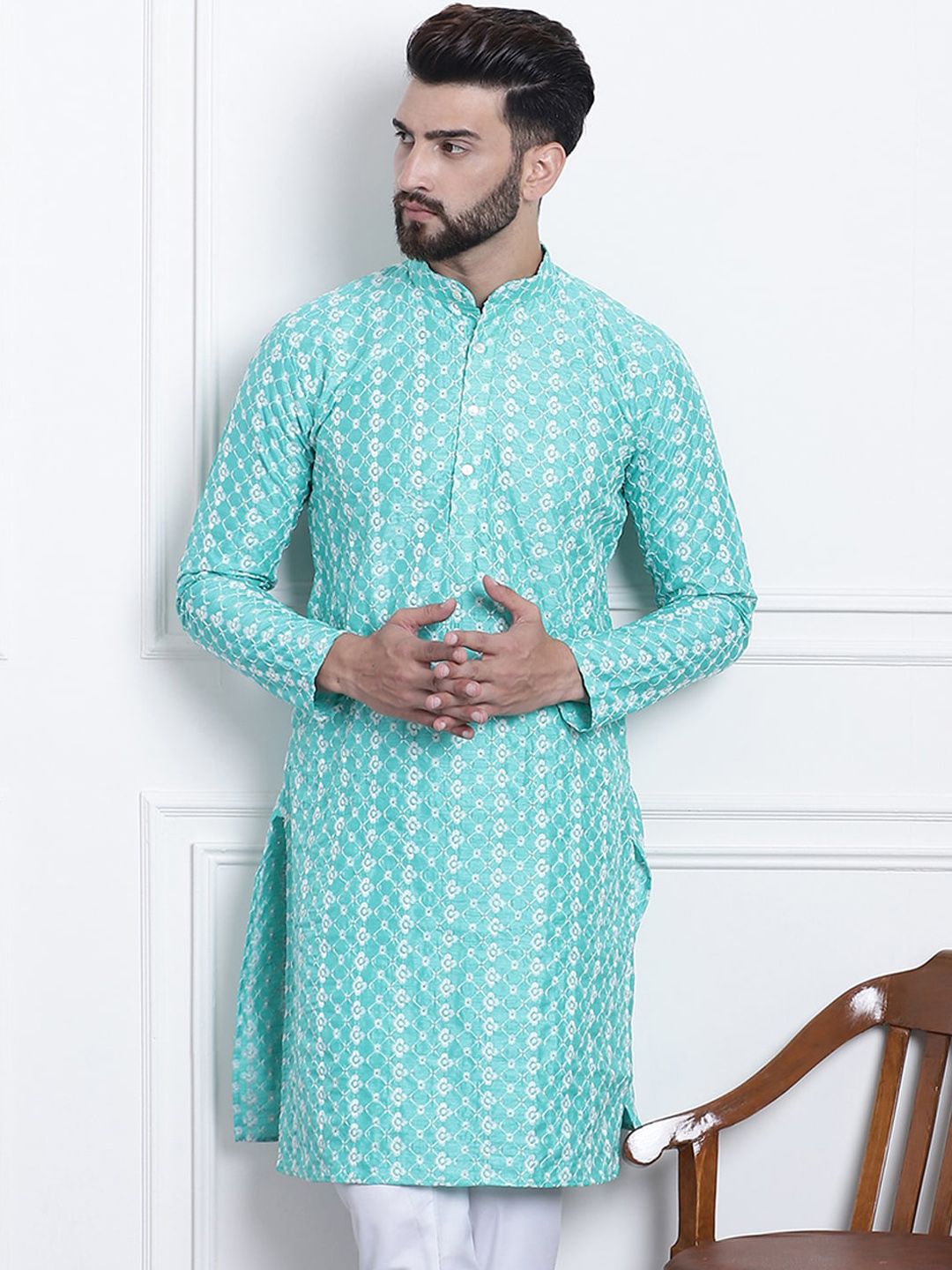 SOJANYA Kurta Kolar Mandarin Sulam Bunga