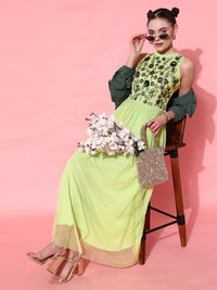 STREET 9 Women Lime Green Embellished Dress