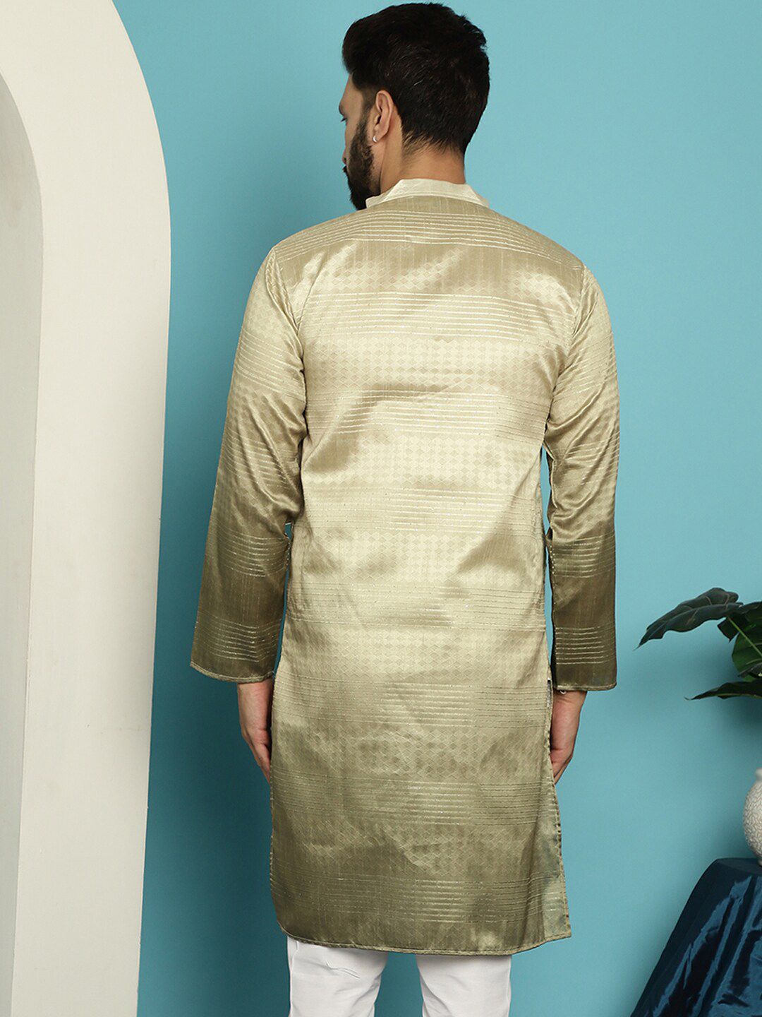 SOJANYA Mandarin Collar Ombre Silk Cotton Kurta