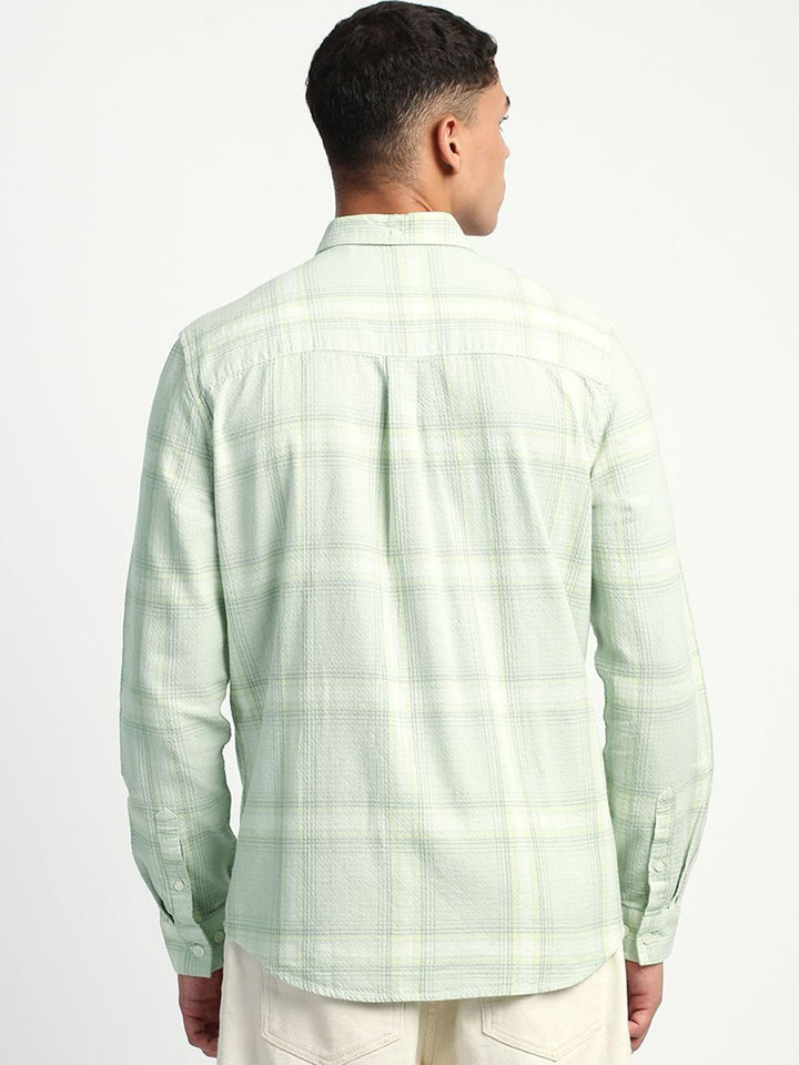 THE BEAR HOUSE Men Slim Fit Windowpane Checks Opaque Pure Cotton Casual Shirt