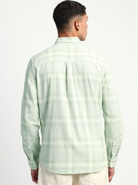 THE BEAR HOUSE Men Slim Fit Windowpane Checks Opaque Pure Cotton Casual Shirt