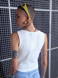 SASSAFRAS White Square Neck Tank Top