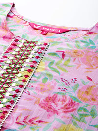 Varanga Floral Printed Mirror Work Pure Cotton Kurta