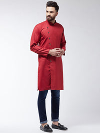 SOJANYA Men Maroon Solid Straight Kurta