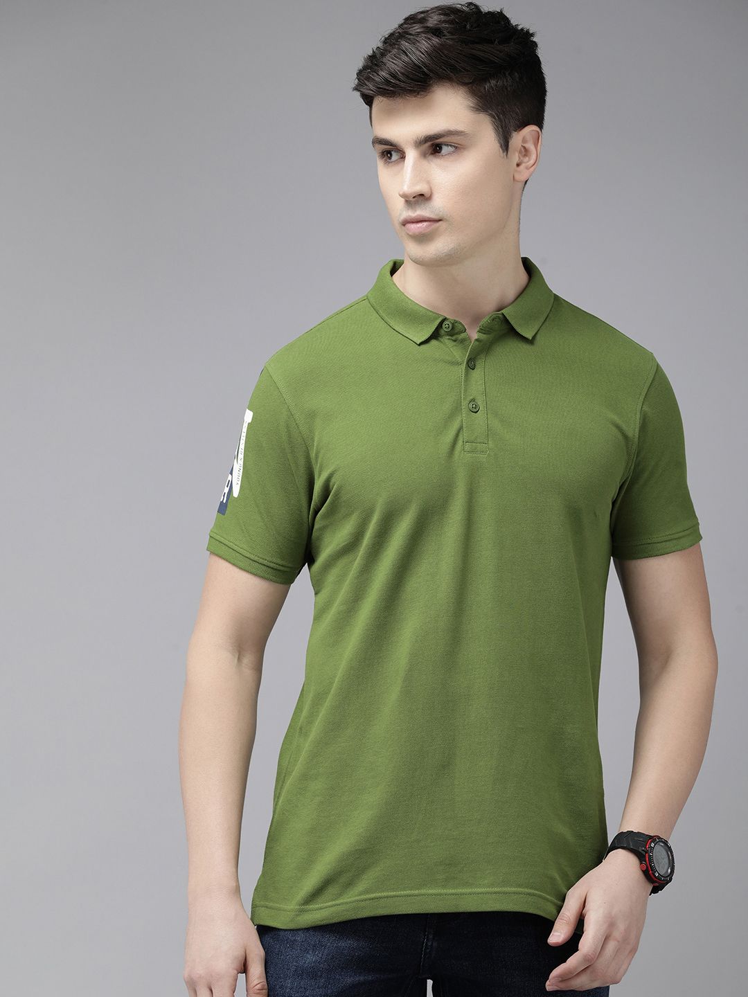 SPYKAR Polo Collar Pure Cotton Slim Fit T-shirt