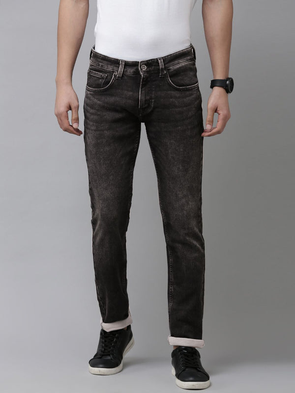 Spykar Men Slim sesuai dengan cahaya rendah Fade Fade Asid mencuci seluar jeans yang boleh diregangkan