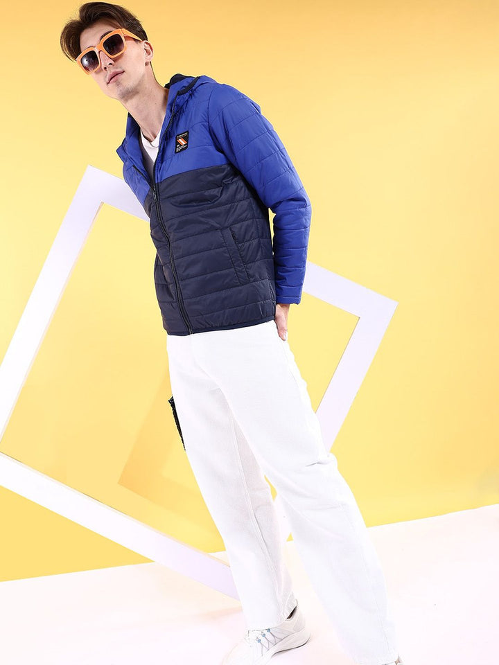 The Indian Garage Co Men Colourblock Regular Fit Hooded Puffer Jacket