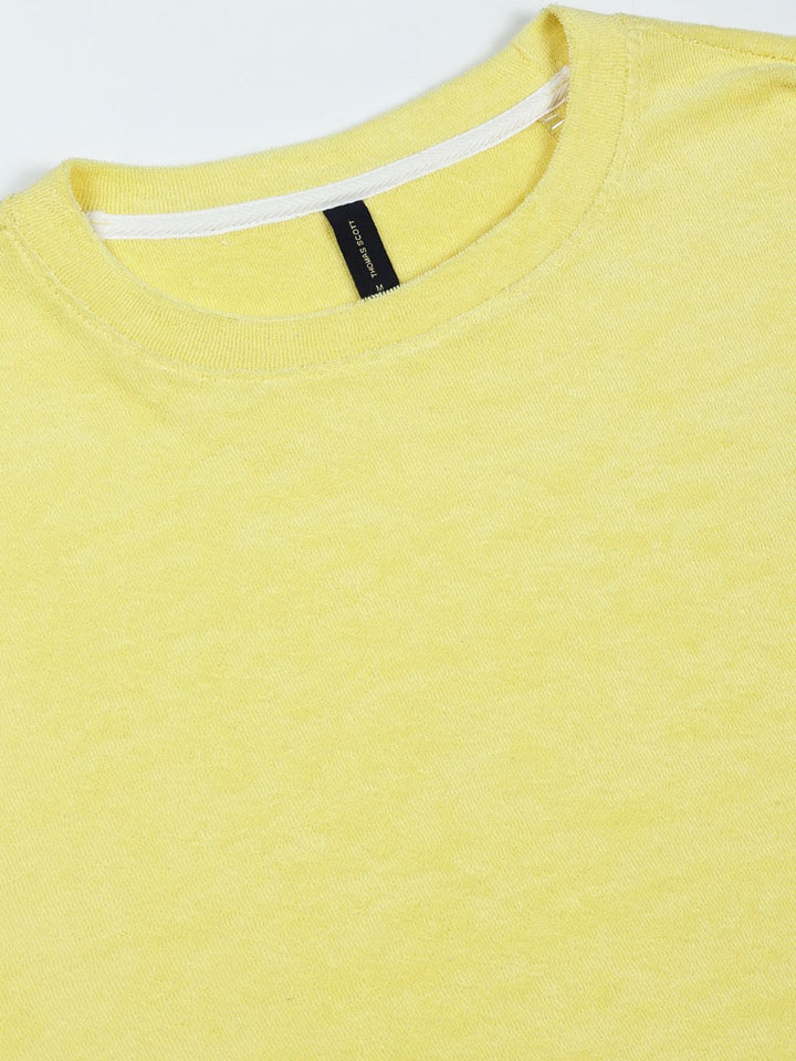 Thomas Scott Men's Solid Round Neck Oversized Casual T-shirt