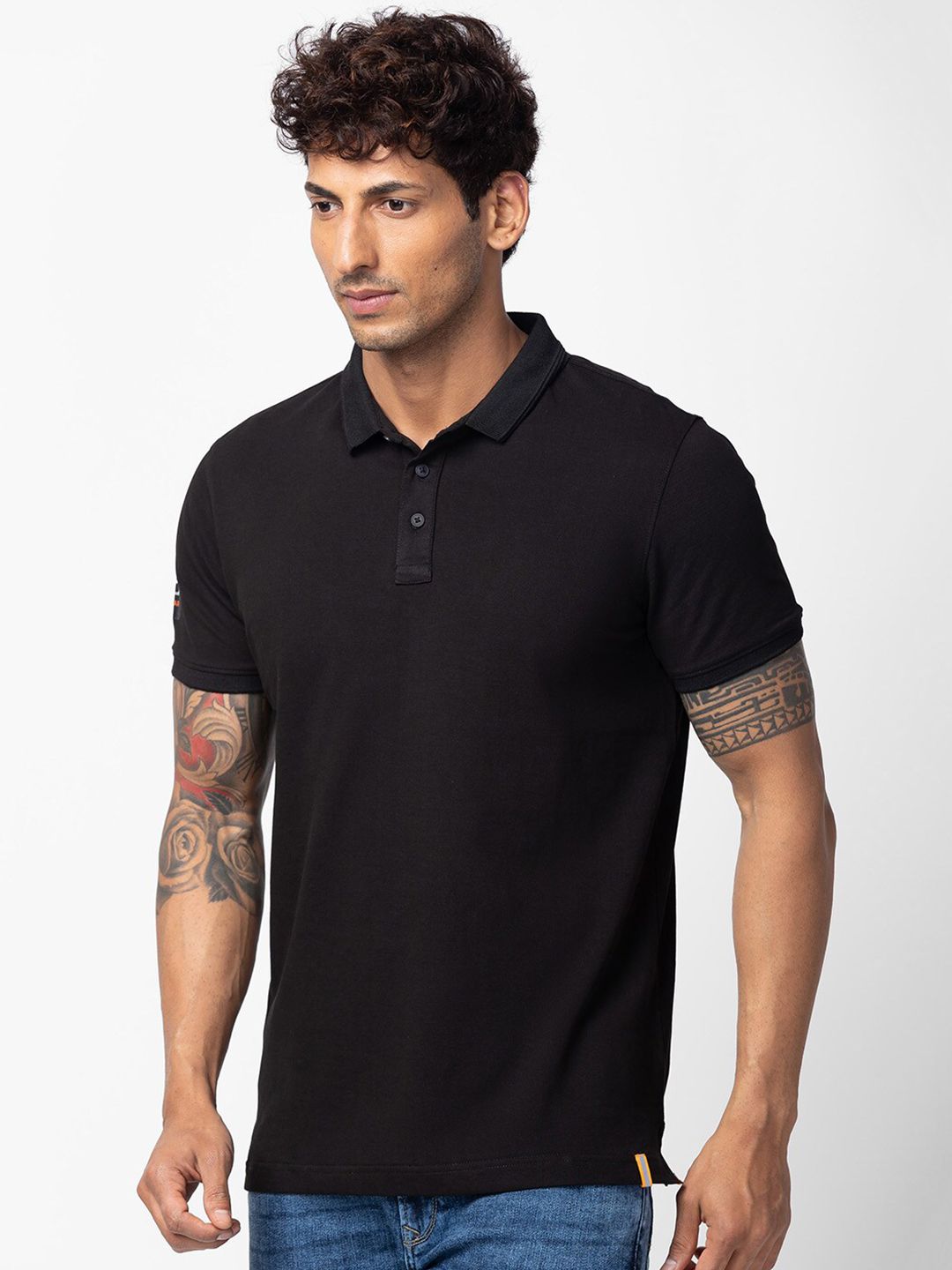 SPYKAR Men Polo Collar Slim Fit Cotton T-shirt