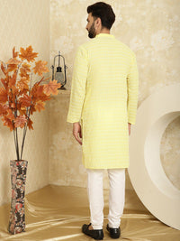 SOJANYA Ethnic Motifs Embroidered Sequinned Pure Cotton Kurta with Pyjamas