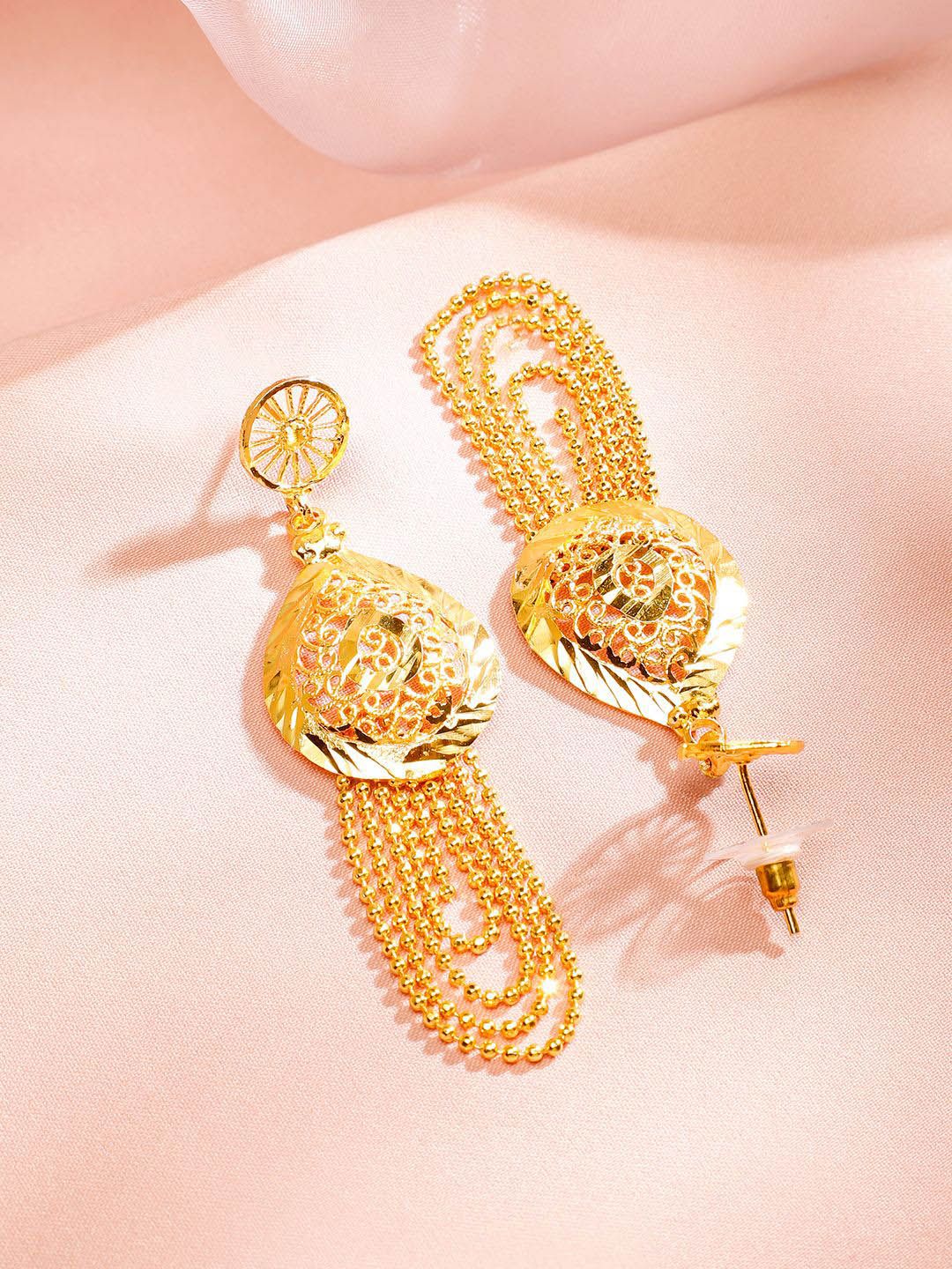 Rubans 18K Gold-Plated Textured Disc & Multi-Layer Beaded Statement Necklace Set