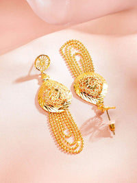 Rubans 18K Gold-Plated Textured Disc & Multi-Layer Beaded Statement Necklace Set