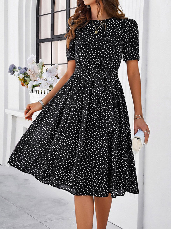 Semua Mengenai Anda Hitam Polka Dot Printed Flared Fit & Flare Dress