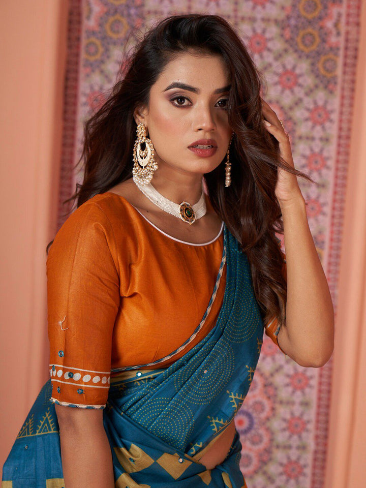 Saree mall Mirror Work Poly Cotton Designer Sarees