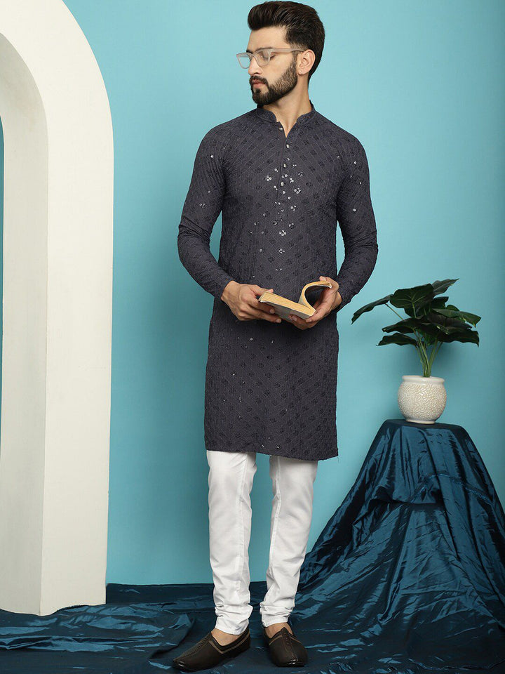 SOJANYA Embroidered Sequinned Pure Cotton Kurta with Pyjama Set