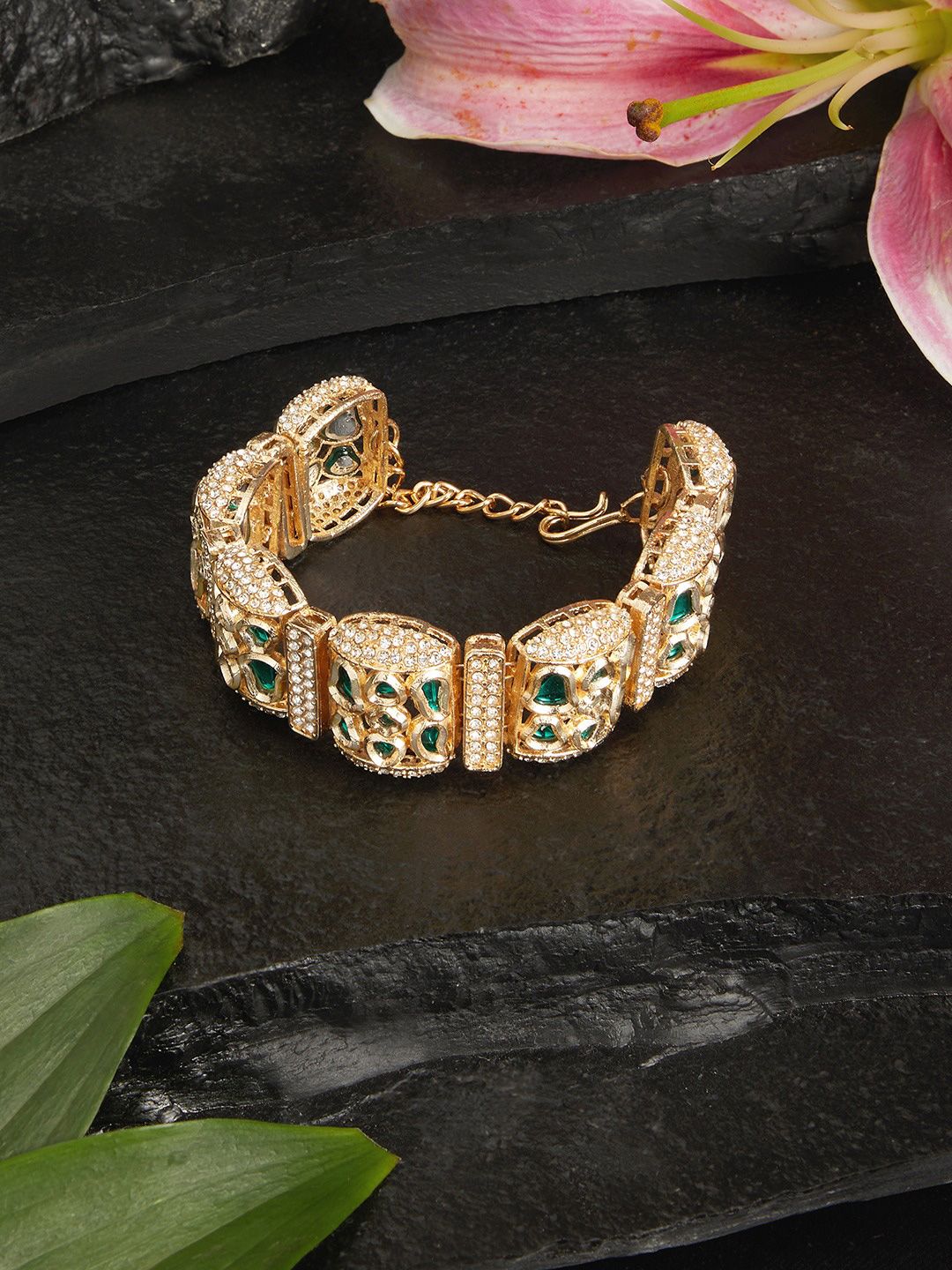 Gelang Salut Batu Tiruan Zaveri Mutiara Bersalut Emas