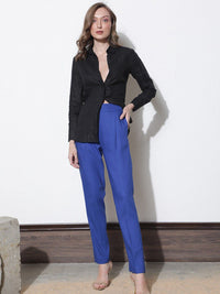 RAREISM Women Slim Fit Pleated Trousers