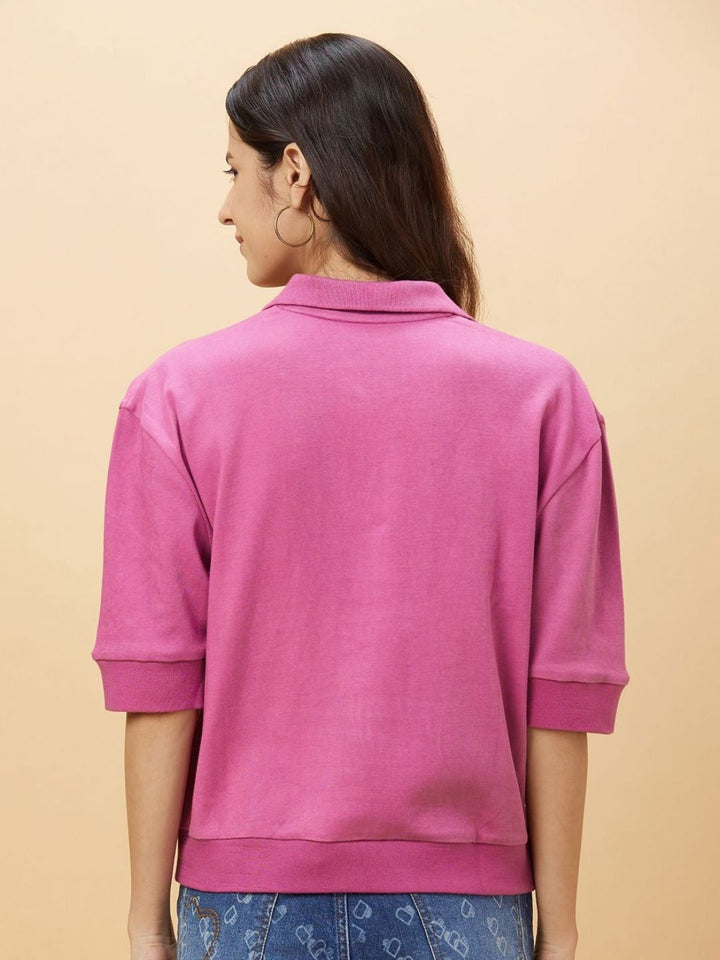 Being Human Women Polo Collar Applique T-shirt