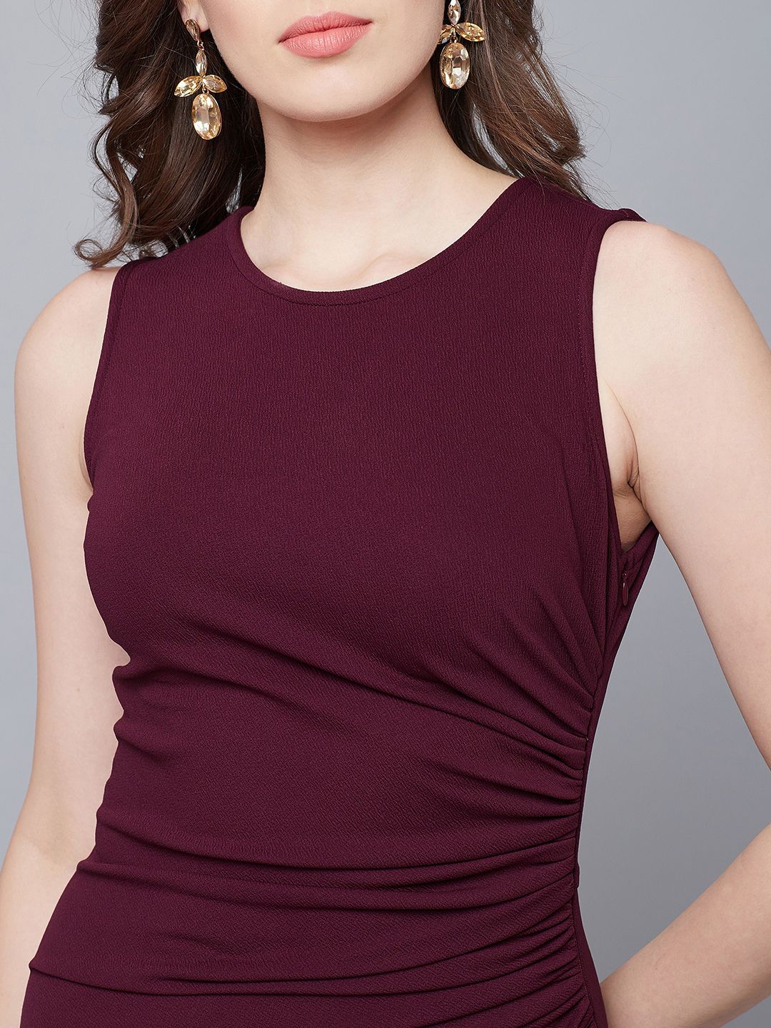 Athena Maroon Cotton Maxi Dress