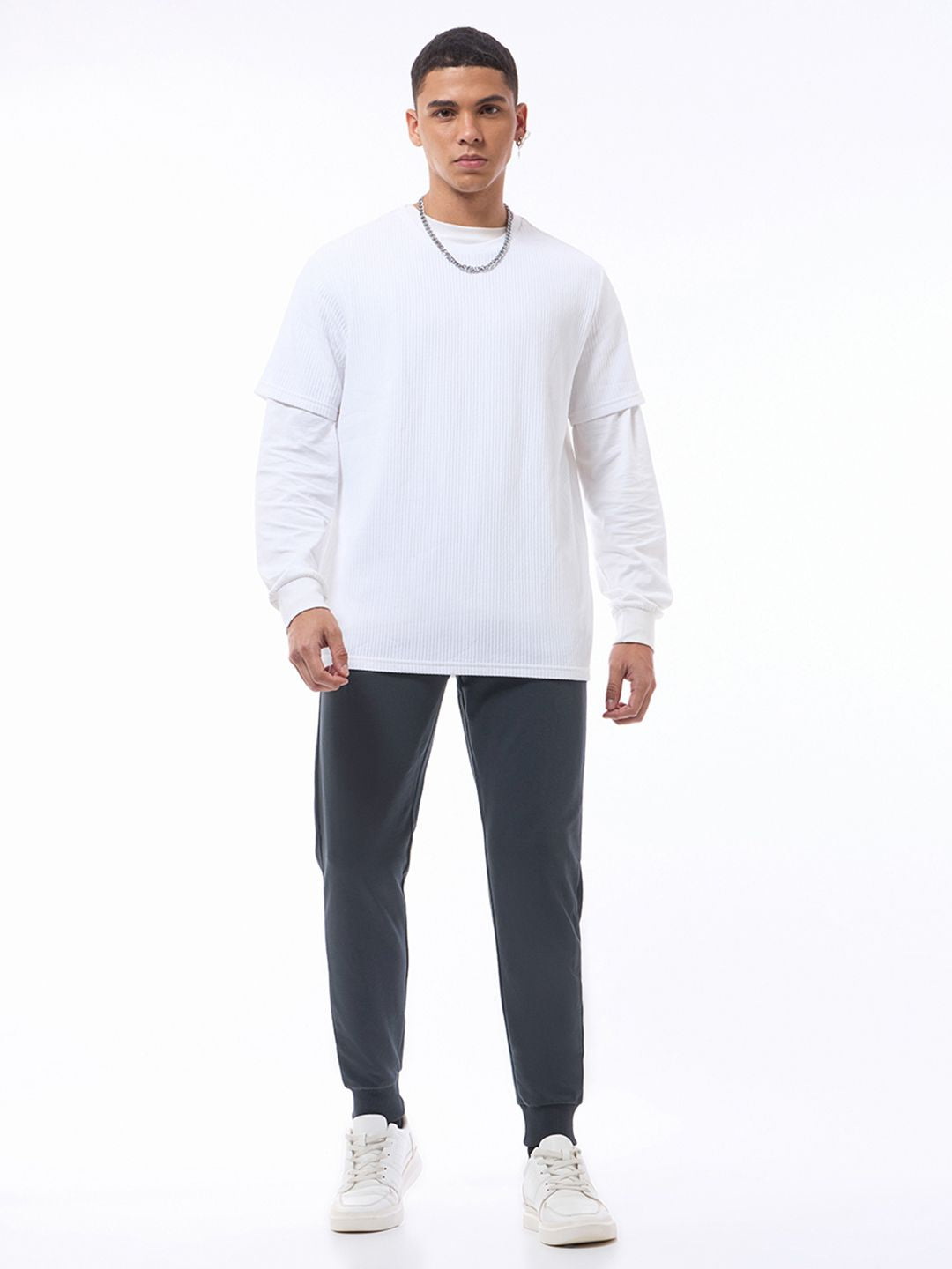 Bewakoof Men Navy Blue Solid Straight-Fit Joggers
