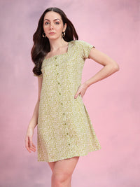 DressBerry Abstract Print Square Neck A-Line Dress