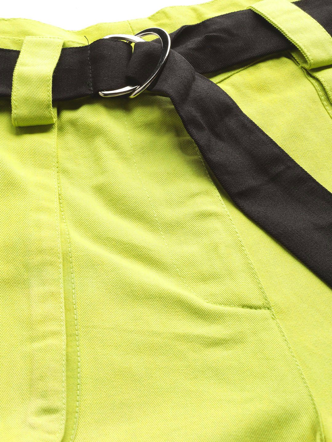 STREET 9 Women Lime Green Regular Fit Solid Cargos