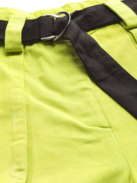 STREET 9 Women Lime Green Regular Fit Solid Cargos