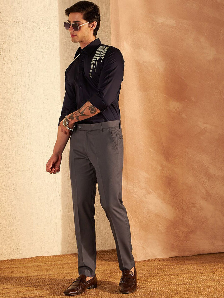 DENNISON Men Smart Tapered Fit Easy Wash Trousers