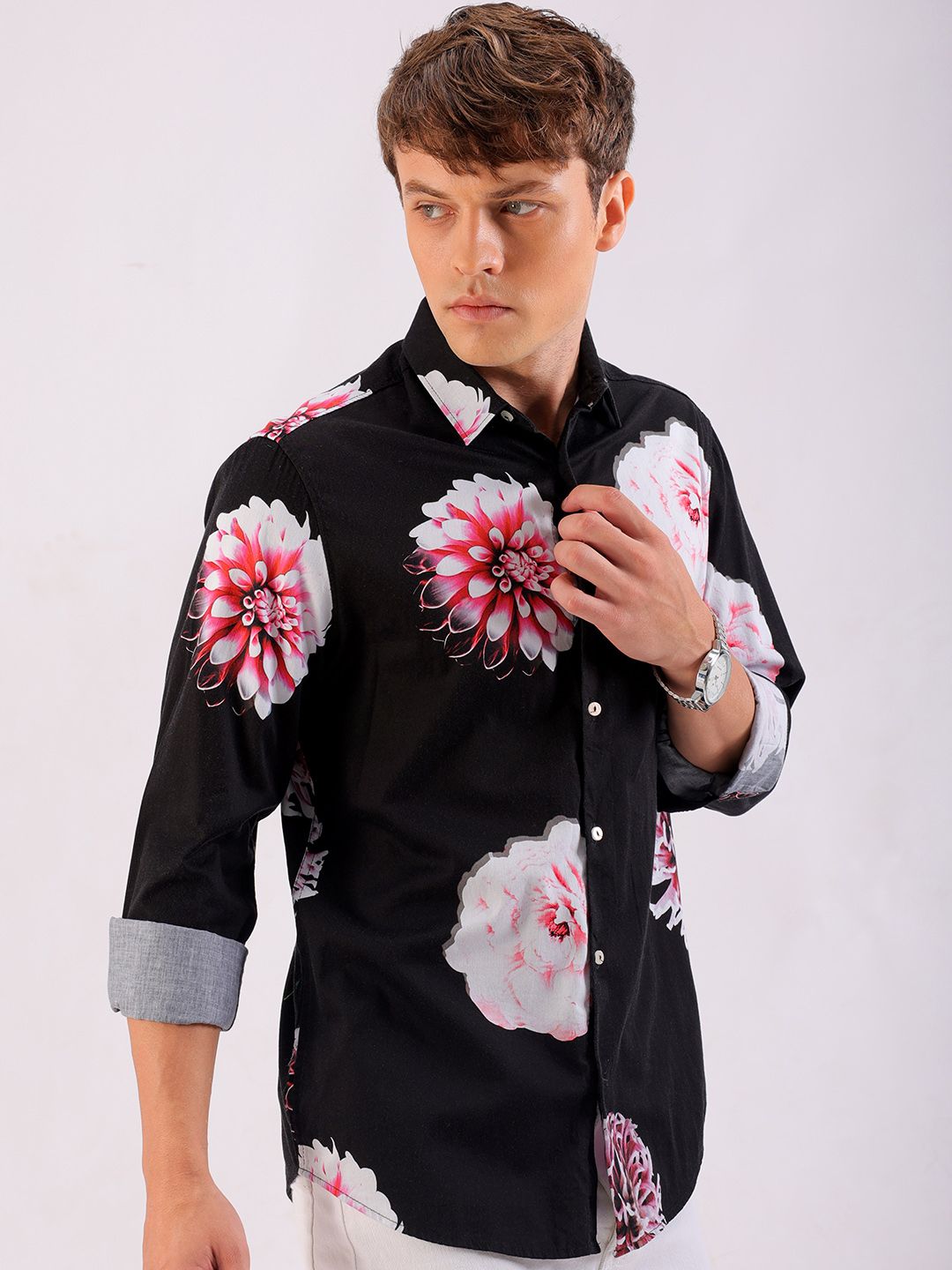 The Indian Garage Co Men Slim Fit Floral Opaque Printed Shirt