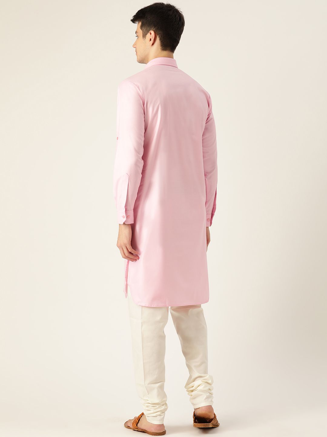 SOJANYA Men Pink Solid Pathani Kurta