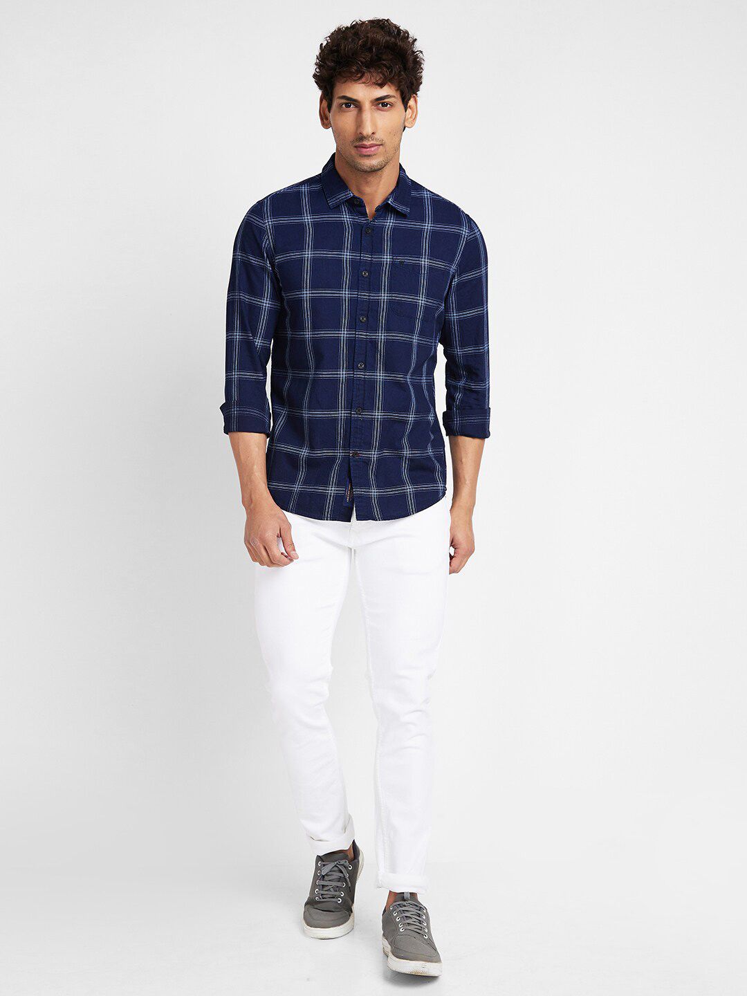 Being Human Slim Fit Windowpane Checked Casual Shirt