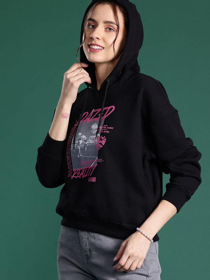 DressBerry Women Printed Hooded Sweatshirt