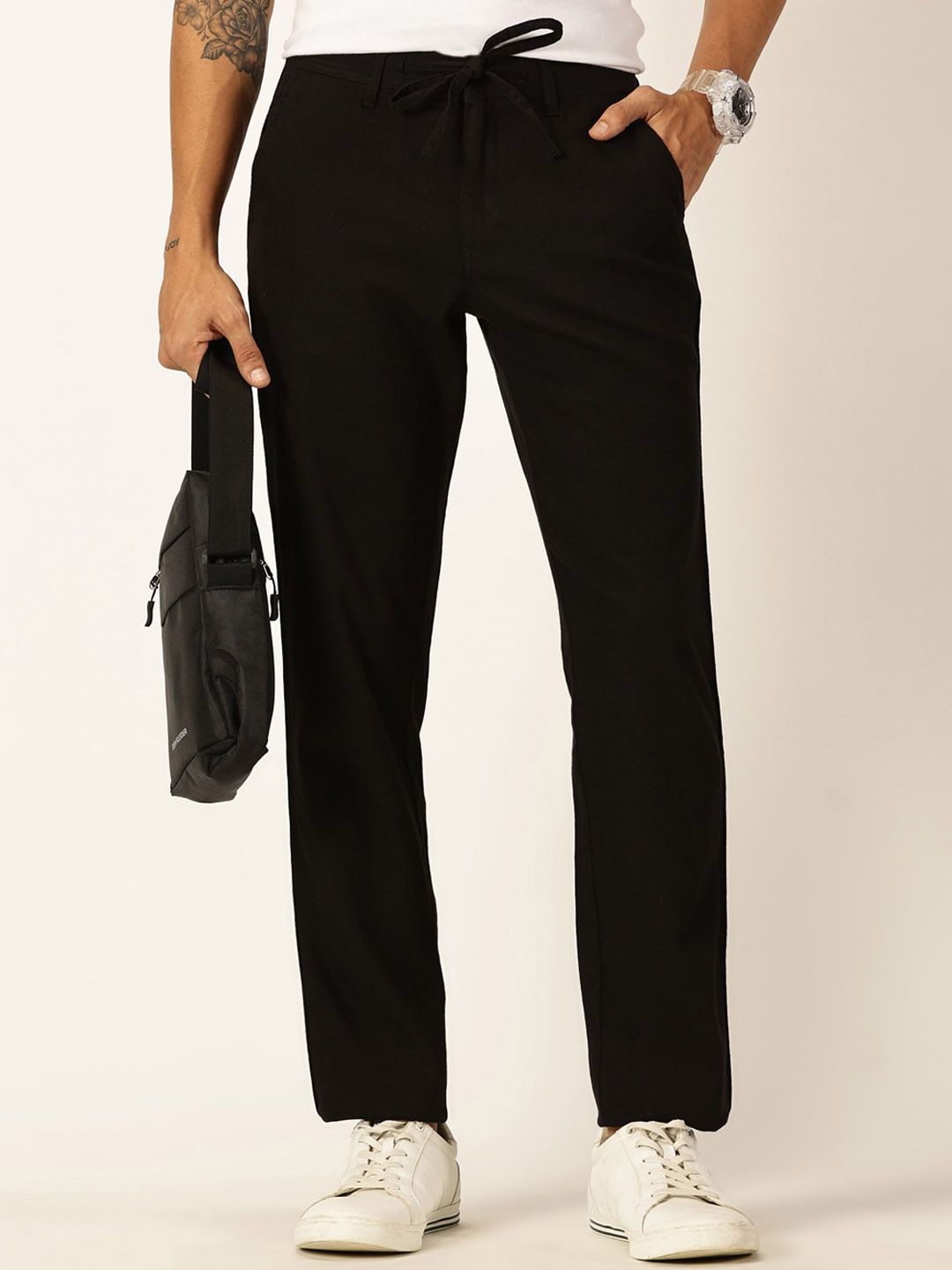Thomas Scott Men Textured Mid-Rise Smart Chinos Trousers