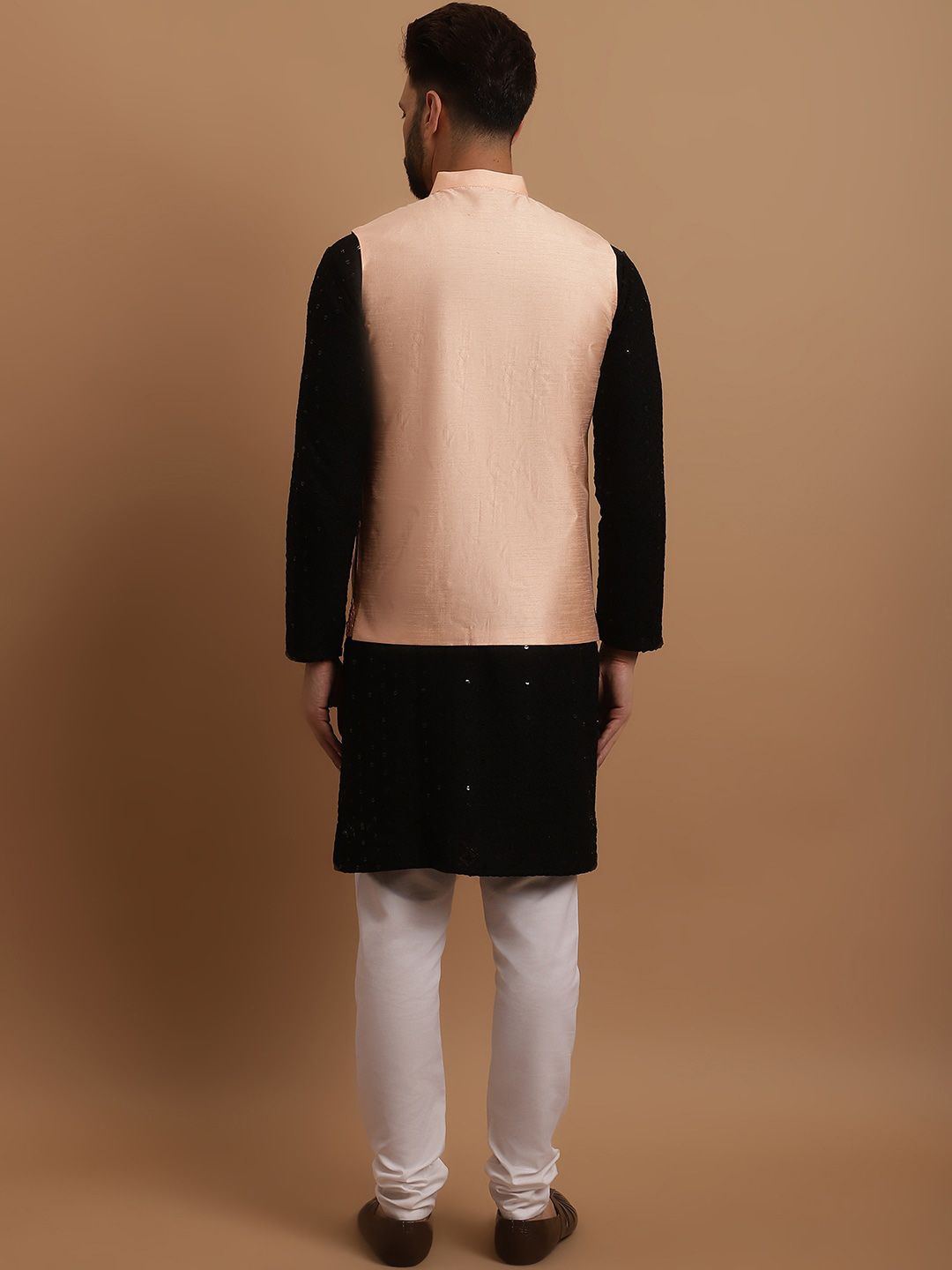 SOJANYA Ethnic Embroidered Sequinned Pure Cotton Kurta & Churidar With Nehru Jacket