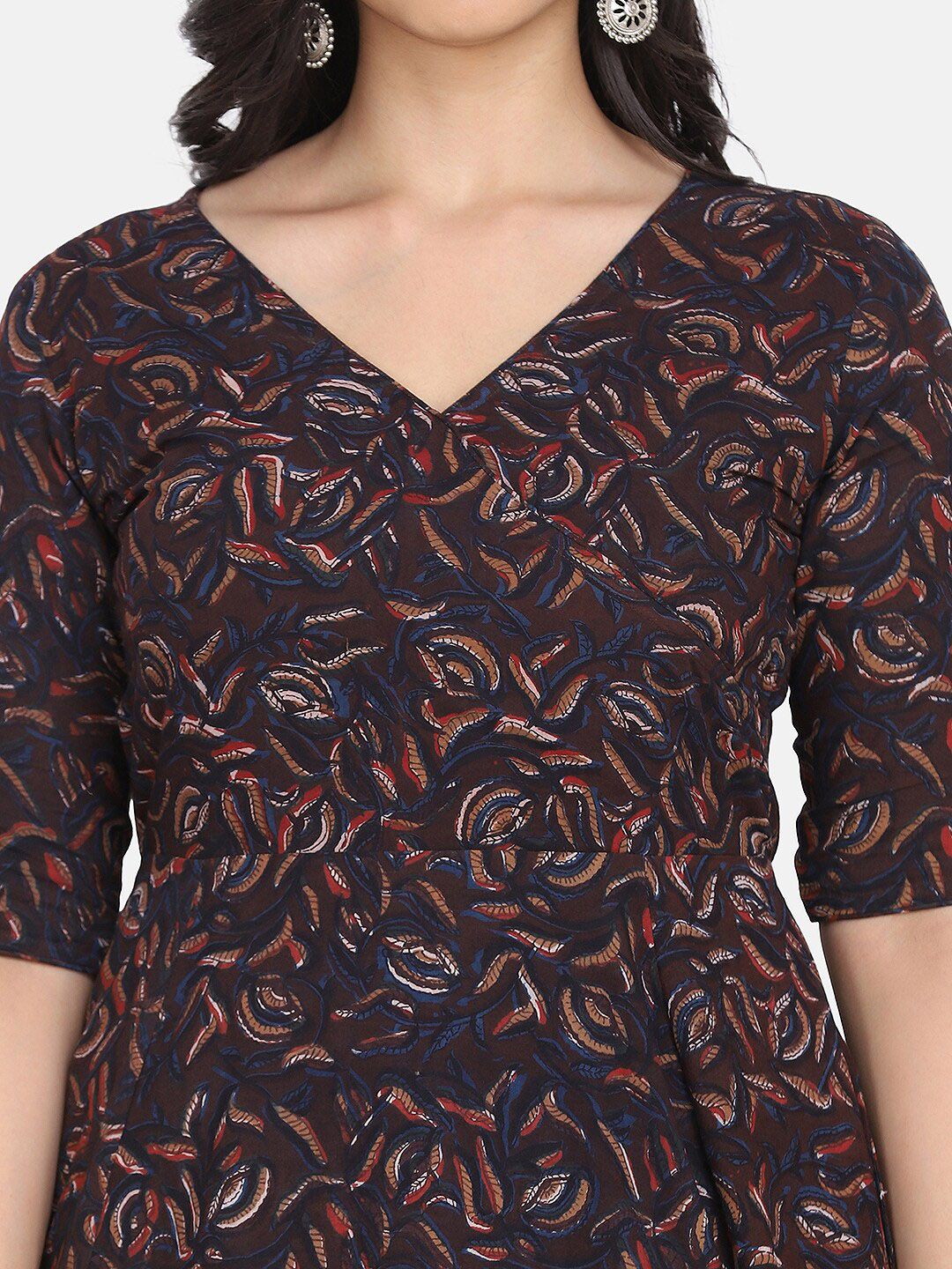 KALINI Floral Printed Pure Cotton Anarkali Kurta Wiith Palazzos