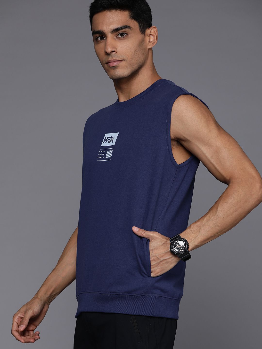 HRX by Hrithik Roshan Men Brand Logo Detail Sweatshirt