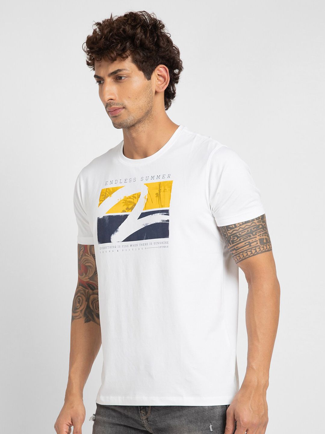 SPYKAR Men Typography Printed Slim Fit T-shirt