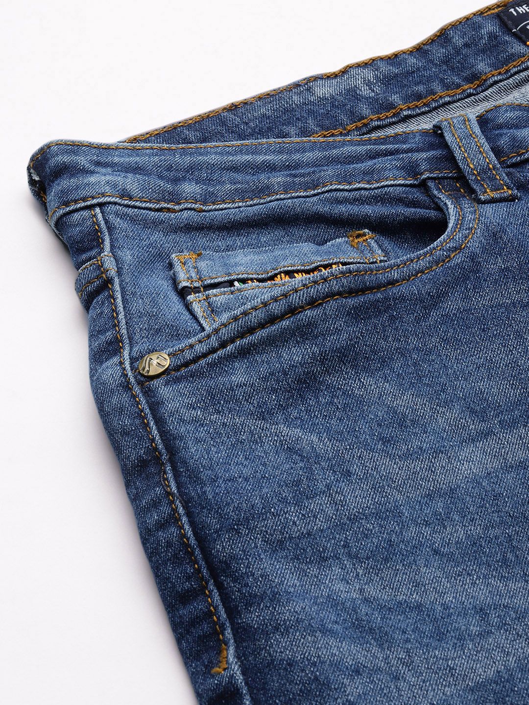 The Indian Garage Co Men Straight Fit Light Fade Stretchable Jeans