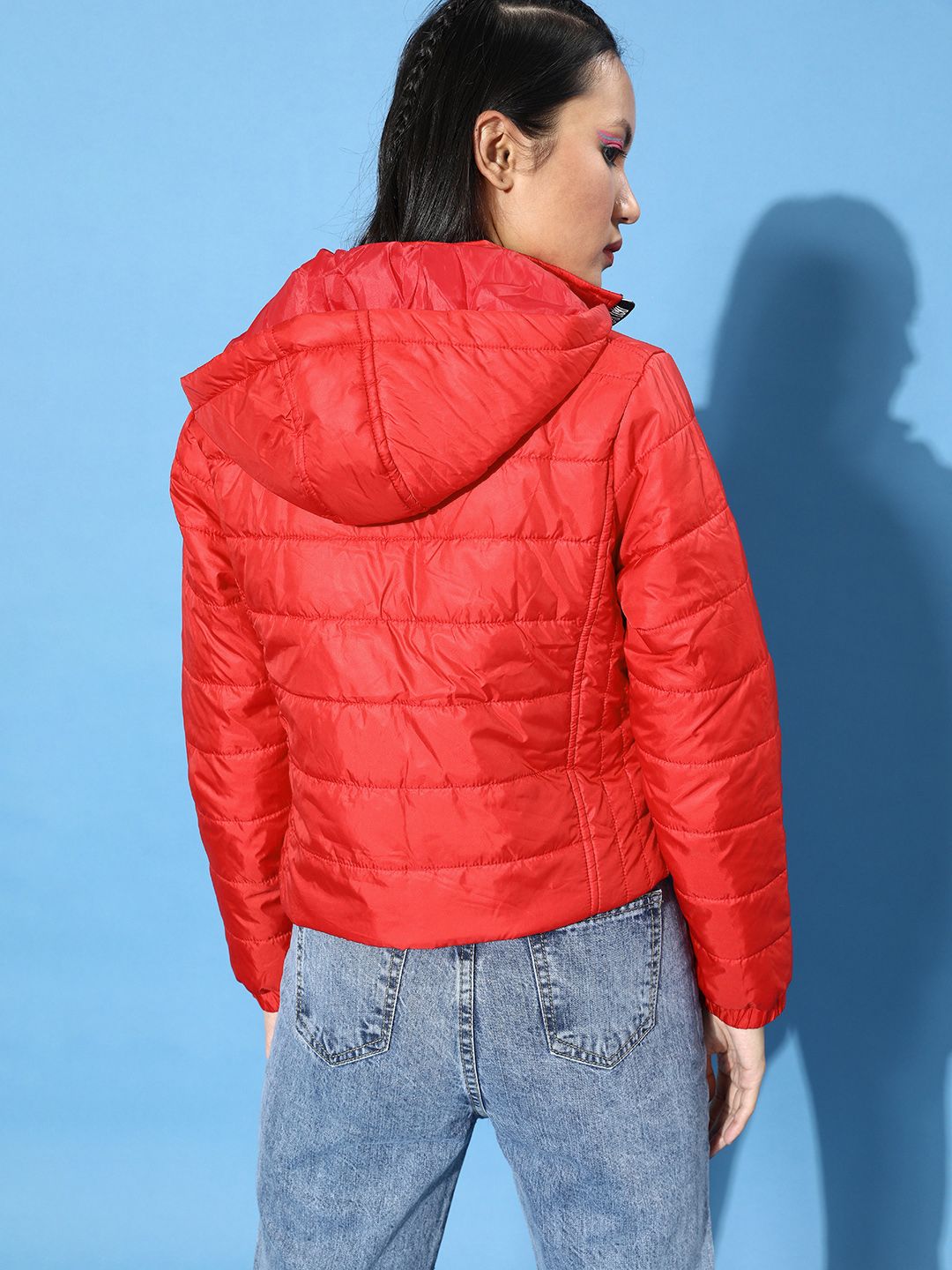 DressBerry Women Gorgeous Red Solid Comfort Quilt Jacket