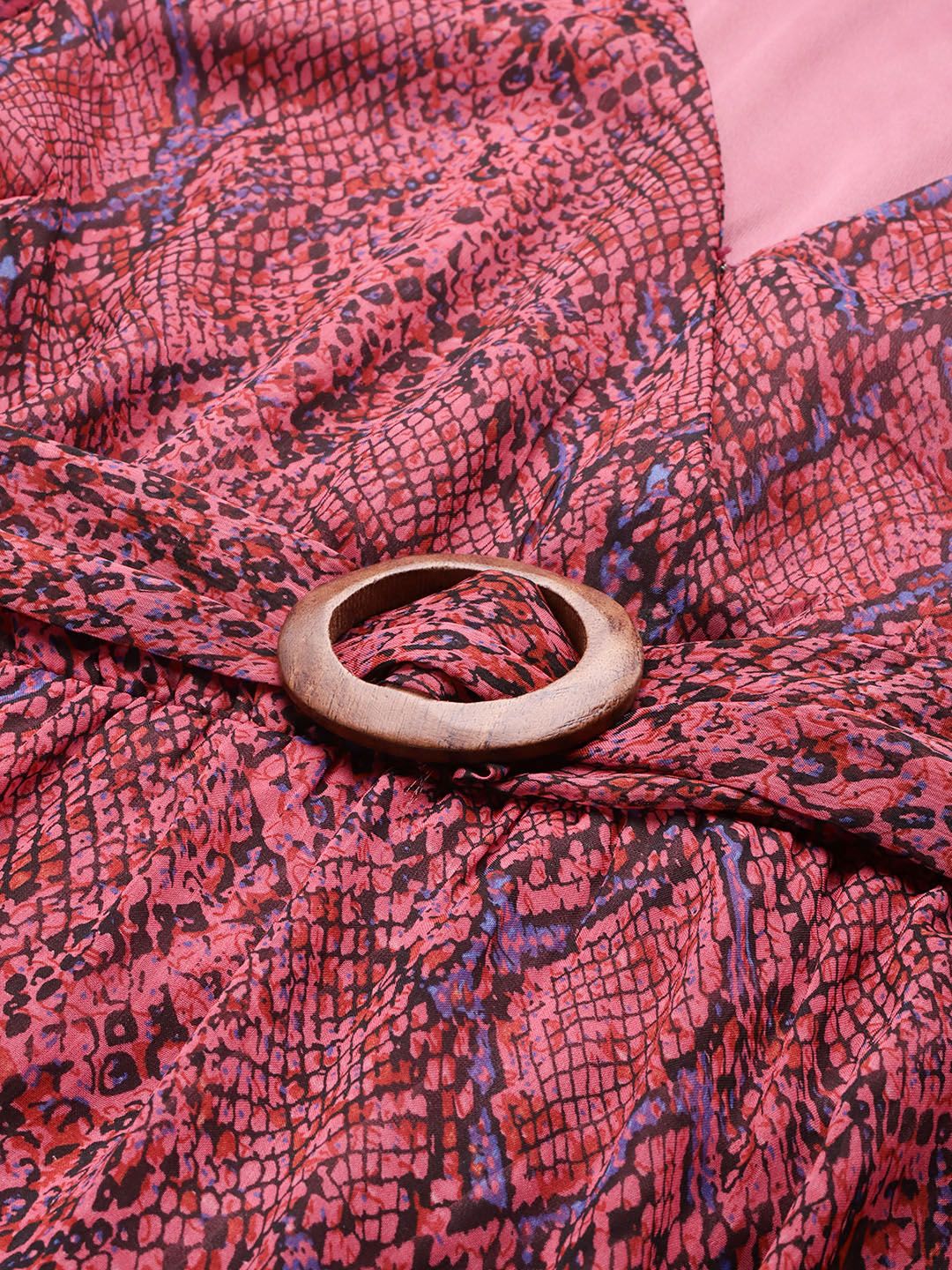 all about you Animal Print Midi Wrap Dress with Belt