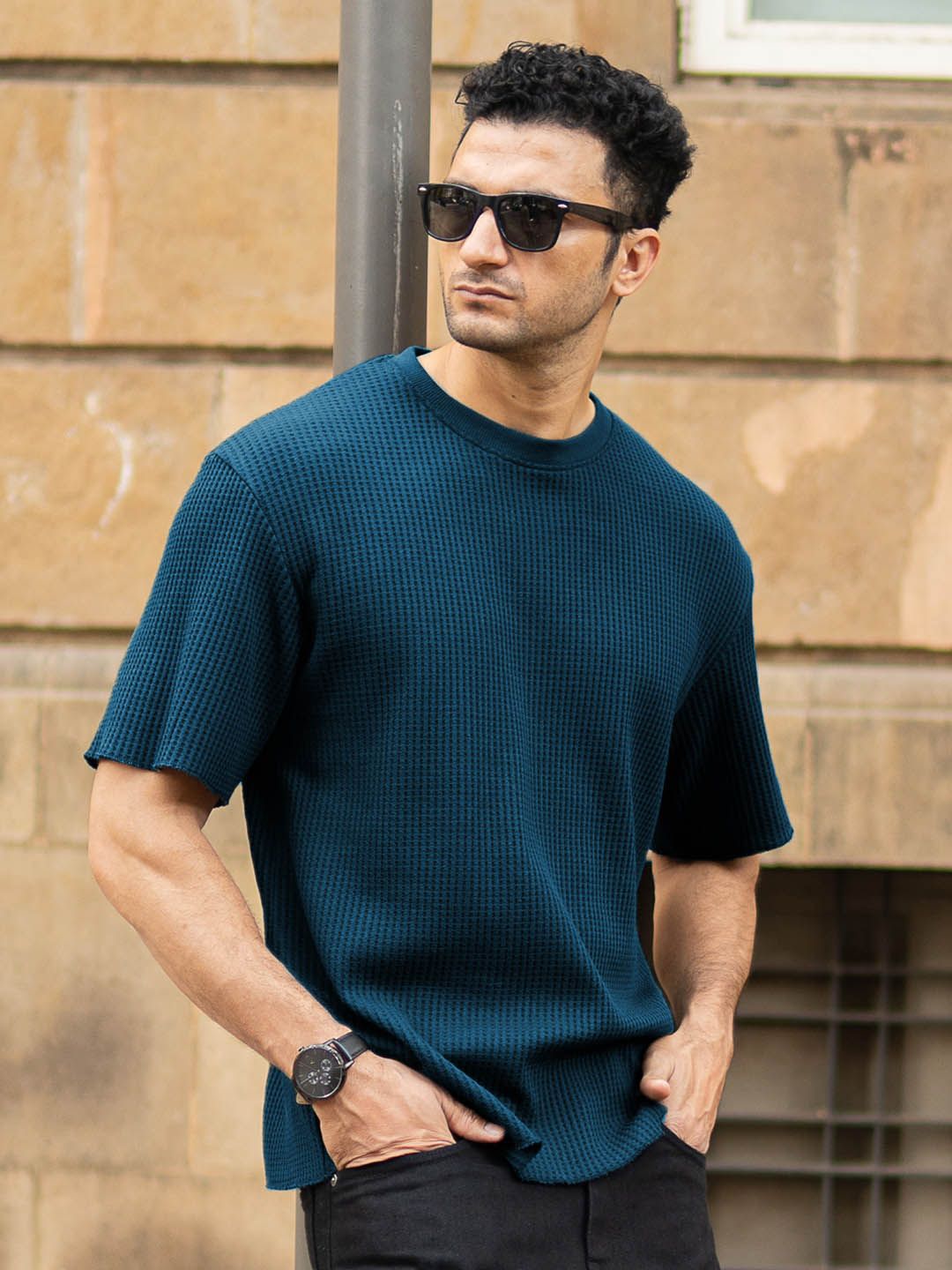 Powerlook Men Solid Round Neck Oversized T-shirt