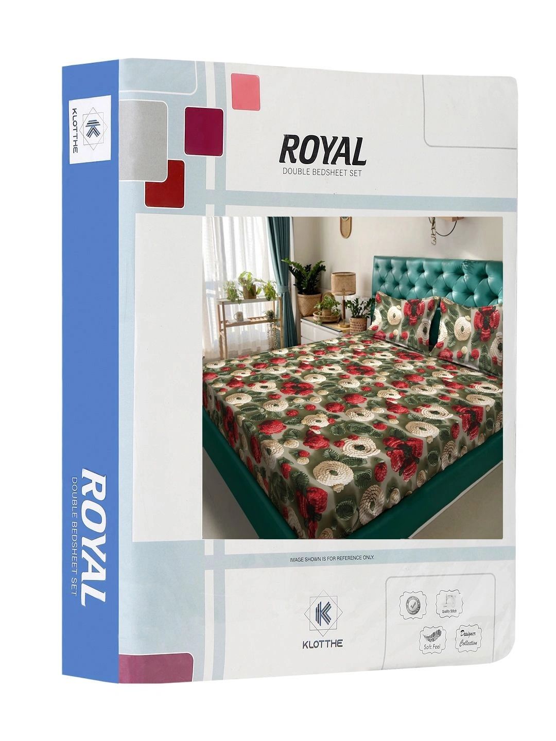 Moda Rapido X KLOTTHE Hijau & Merah Bunga 300 TC Cadar King dengan 2 Sarung Bantal