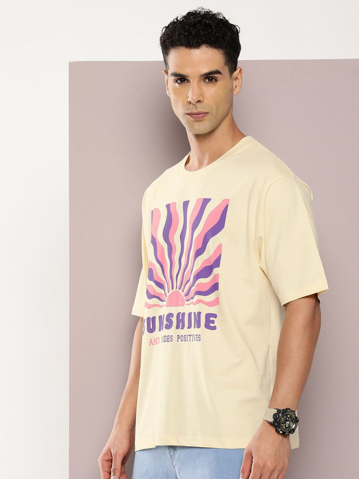 DILLINGER Men Graphic Printed Oversized Drop-Shoulder Sleeves Pure Cotton T-shirt