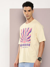 DILLINGER Men Graphic Printed Oversized Drop-Shoulder Sleeves Pure Cotton T-shirt