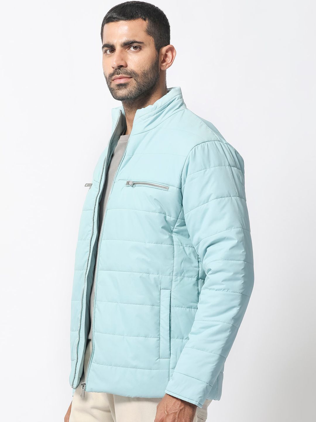 RARE RABBIT Men Beylor Puffer Mock Collar Padded Jacket