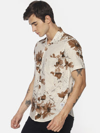 Bene Kleed Men Beige & Brown Slim Fit Printed Casual Shirt