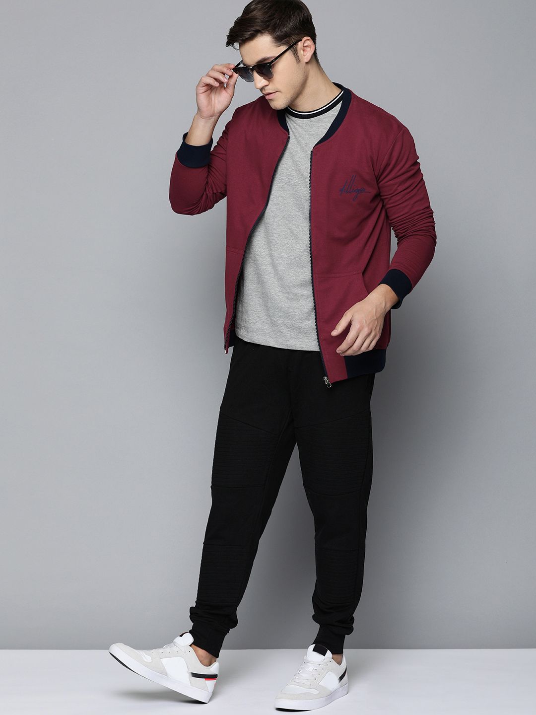 DILLINGER Men Maroon Solid Bomber Jacket