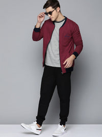 DILLINGER Men Maroon Solid Bomber Jacket
