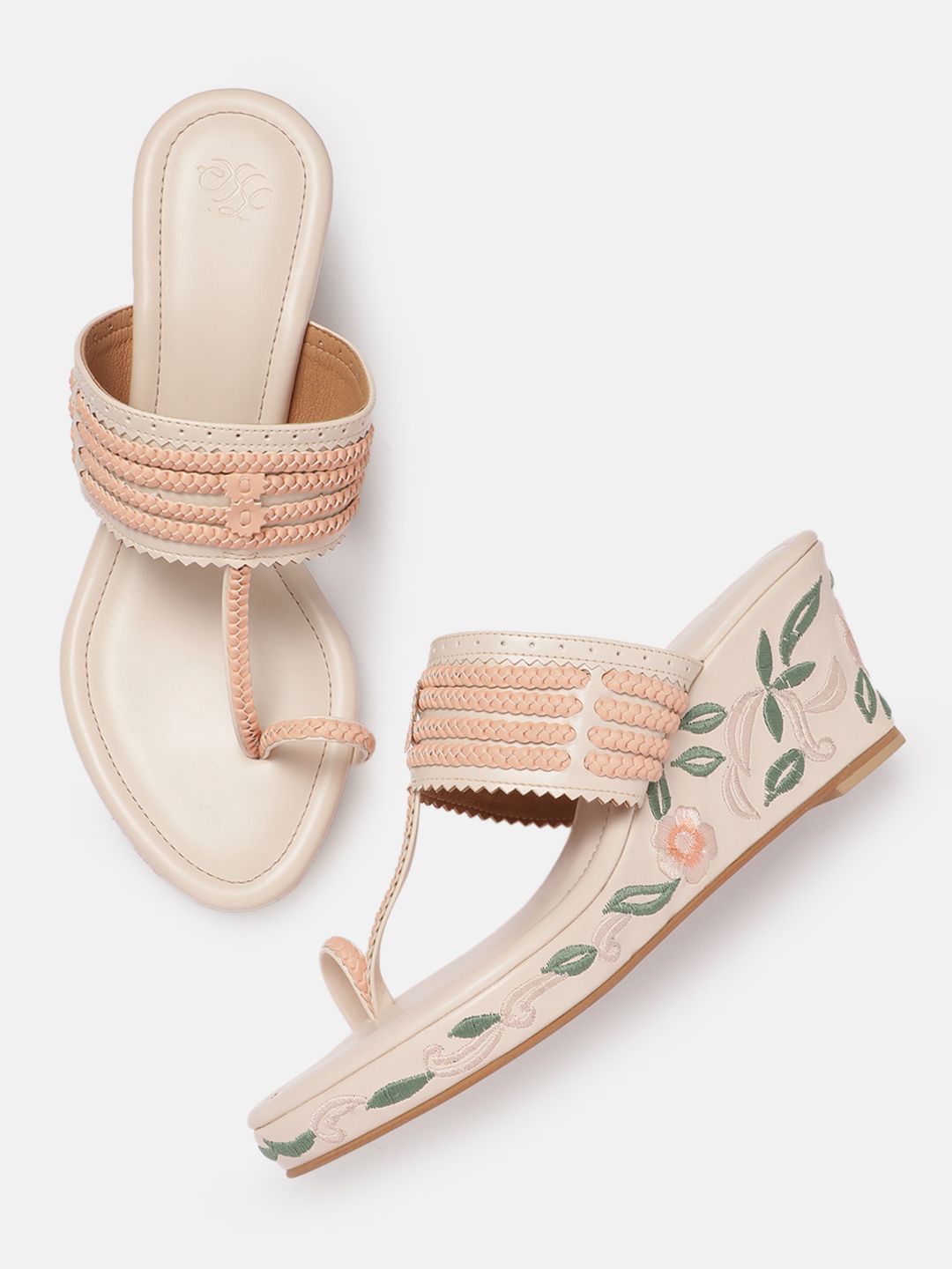 House of Pataudi Floral Embroidery Detail Wedges