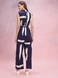DressBerry Abstract Printed Waist Tie-Ups Flared Jumpsuit